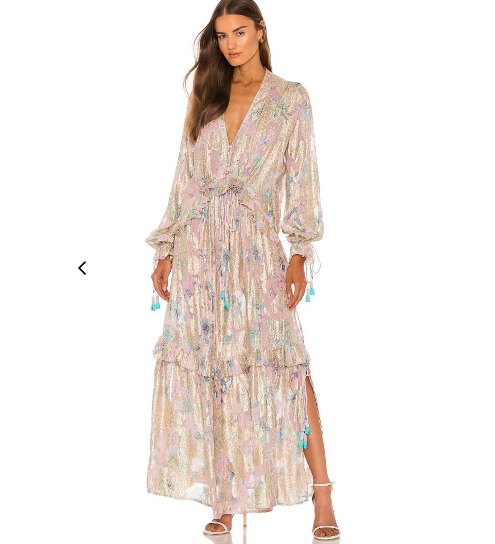 Hemant & Nandita Sahar Kaftan Pastel Metallic Dress NWT Size M